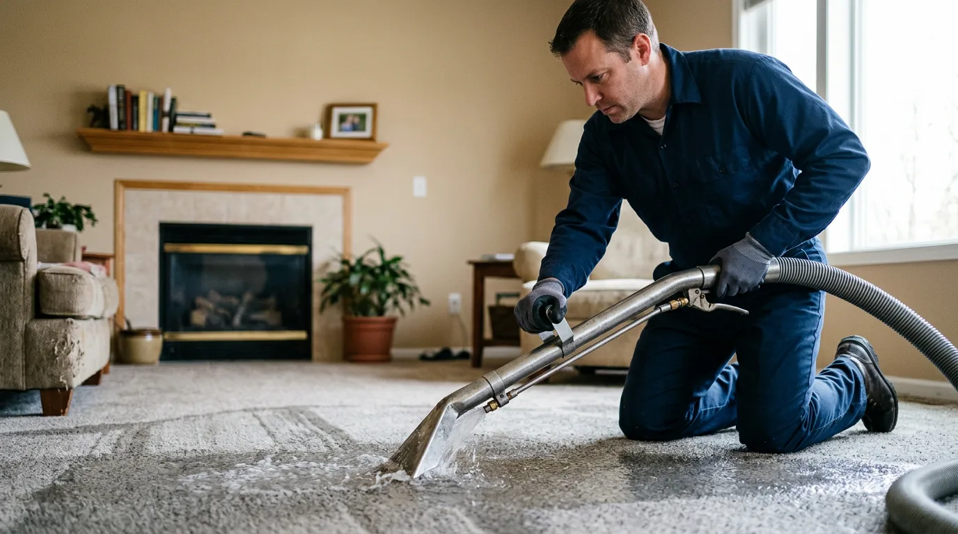 Water damage restoration technician working near Clovis, CA